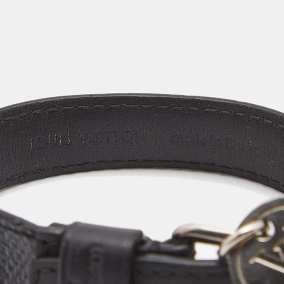 LOUIS VUITTON Black Canvas Leather SIlver Tone Bracelet - Picture 3 of 6